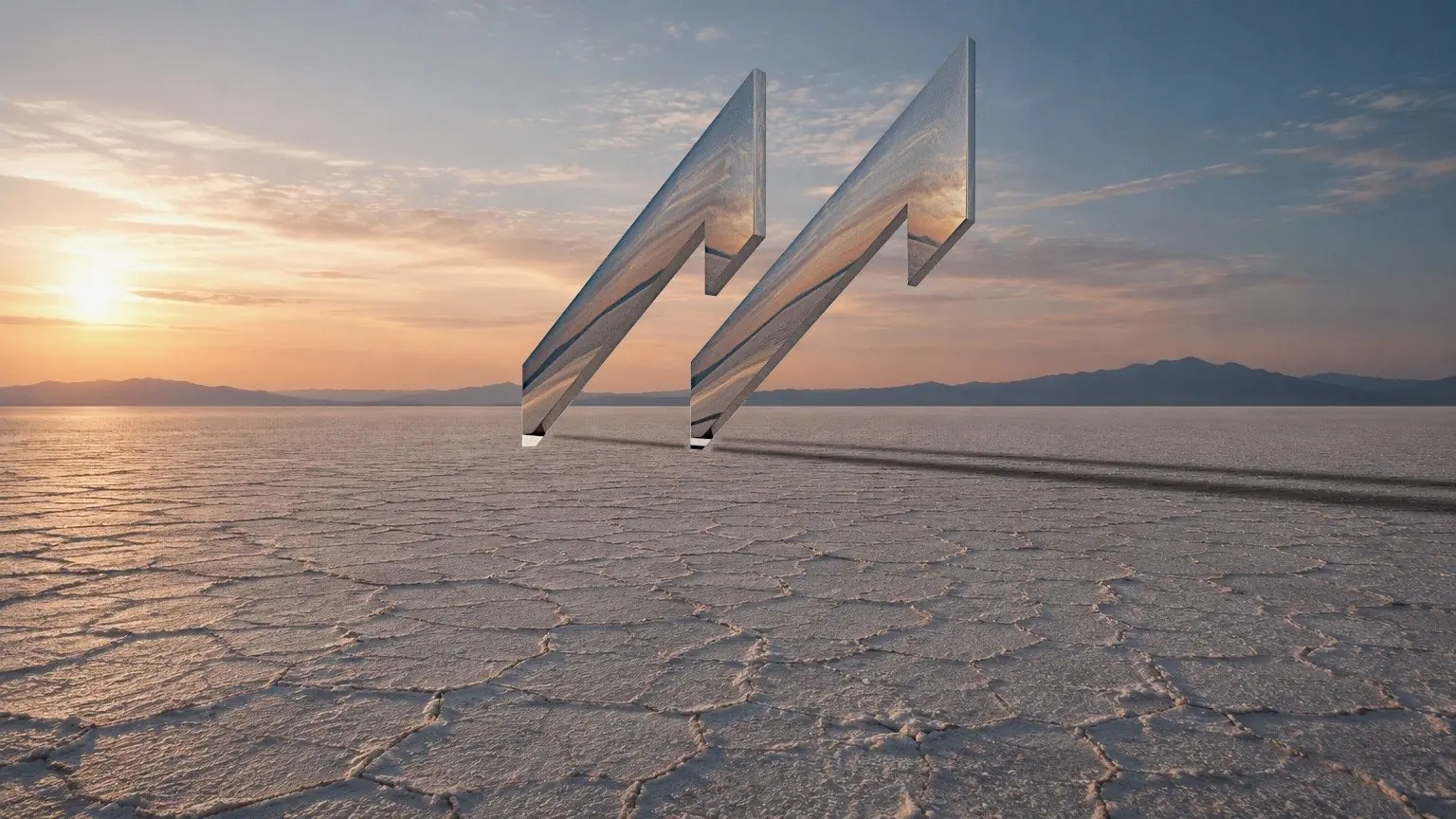 The same salt flat with the chrome pair rendered and finished