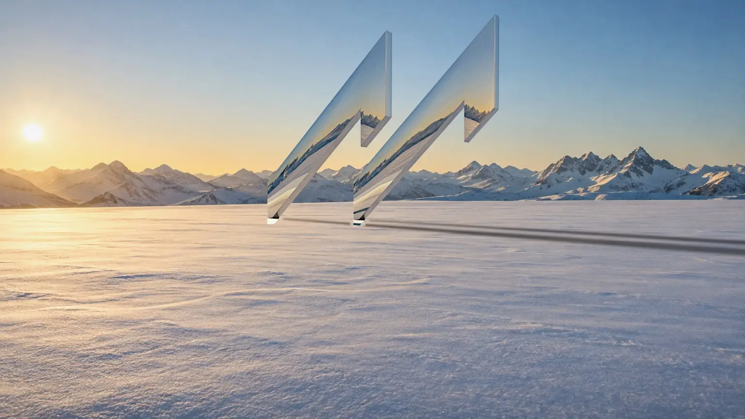The chrome pair, colossal, on a high snow plateau