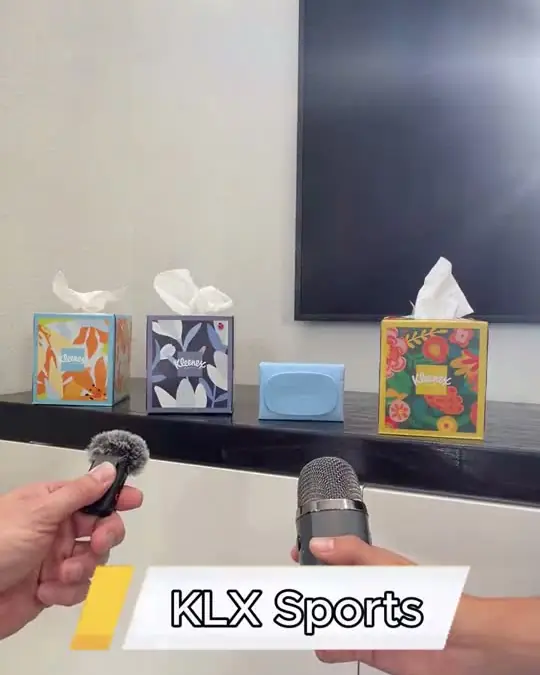 A sports desk skit with tissue boxes, from the Kleenex social work