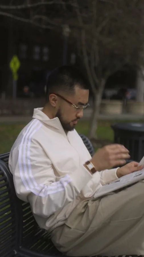 adidas x Dick's Sporting Goods creator campaign, park bench portrait